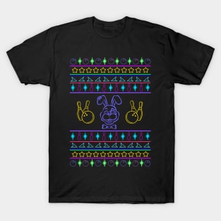 Glamrock Bowling Bunny Ugly Holiday Sweater T-Shirt